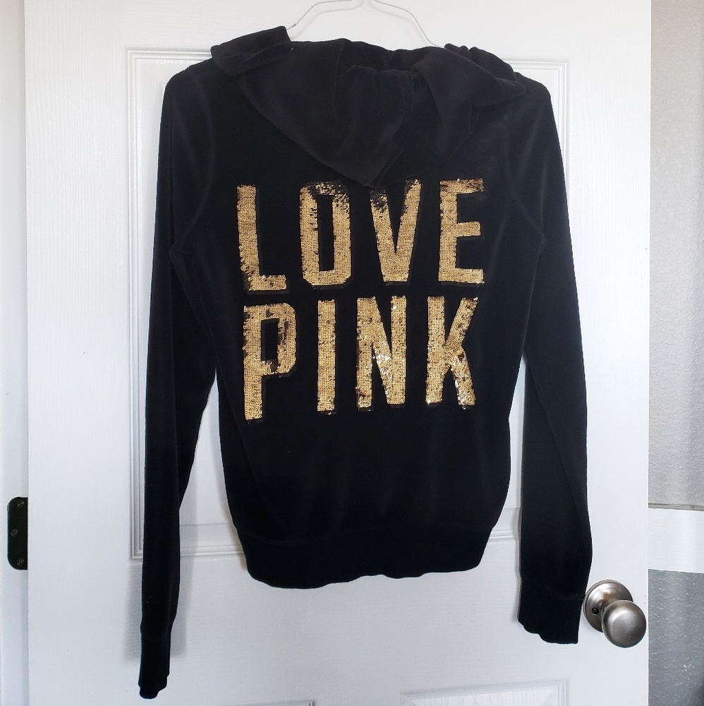 Victoria's Secret Pink bling zip up hoodie sz S